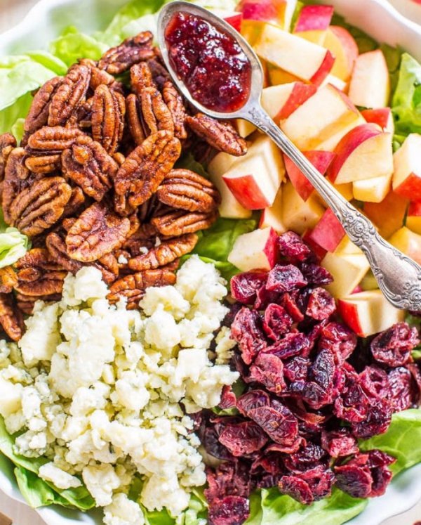 Cranberry, Apple, and Blue Cheese Salad with Cranberry-Apple Cider Dressing