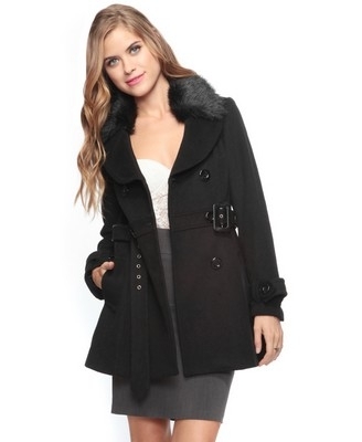 Faux Fur Collar Coat