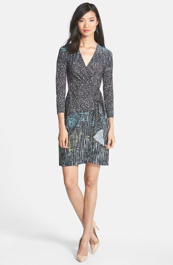 'Adele' Print Matte Jersey Wrap Dress - by BCBGMAXAZRIA