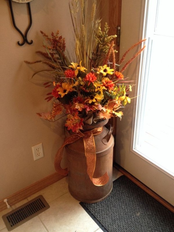 Old Milk Can with Flowers