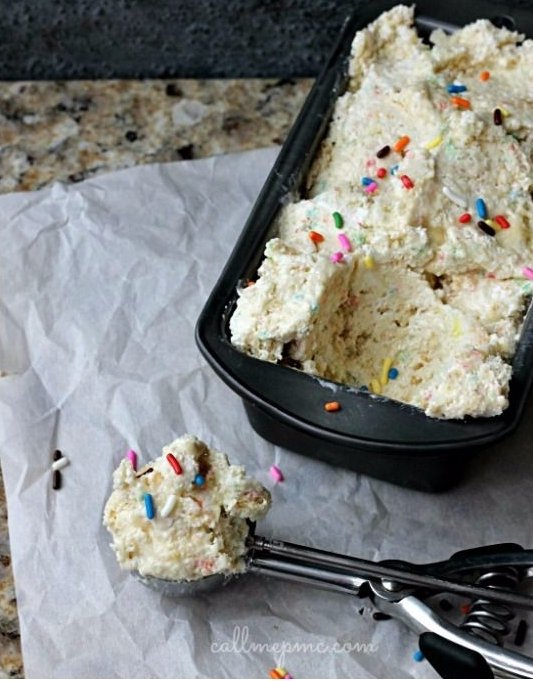 Skinny Cake Batter No Churn Ice Cream