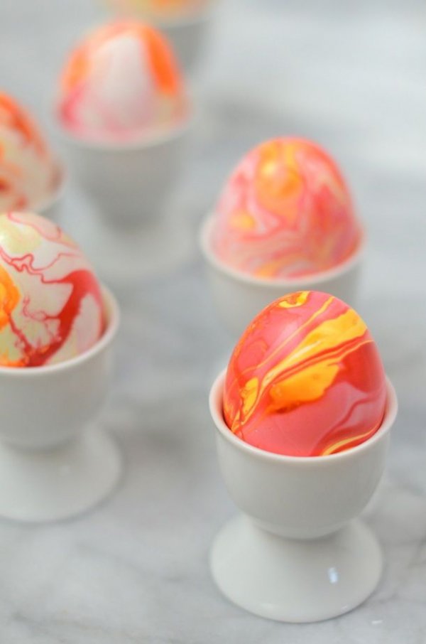 Nail Polish Marbleized Easter Eggs