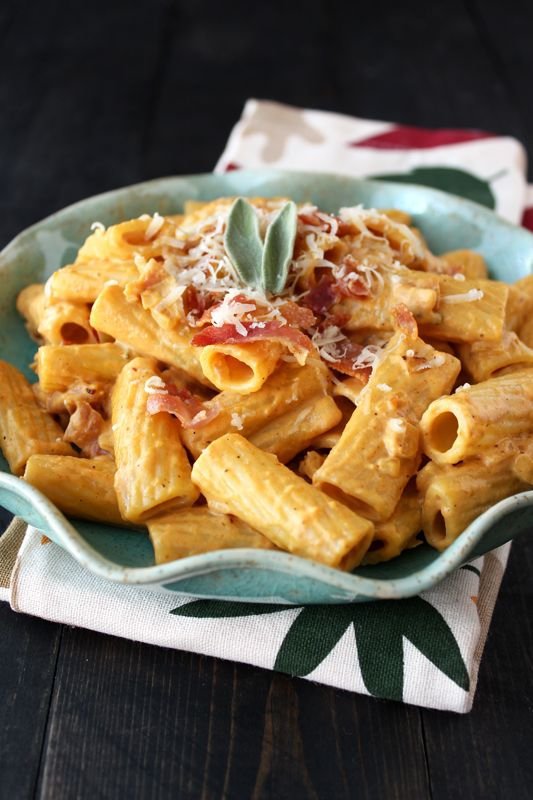 Creamy Pumpkin Prosciutto Rigatoni