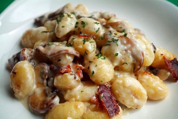 Portobello and Bacon Gnocchi Alfredo