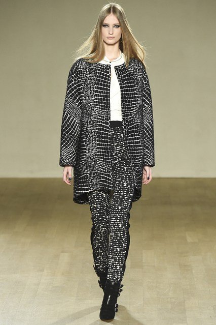 Crocodile Inspired Jacquard Coat - Issa