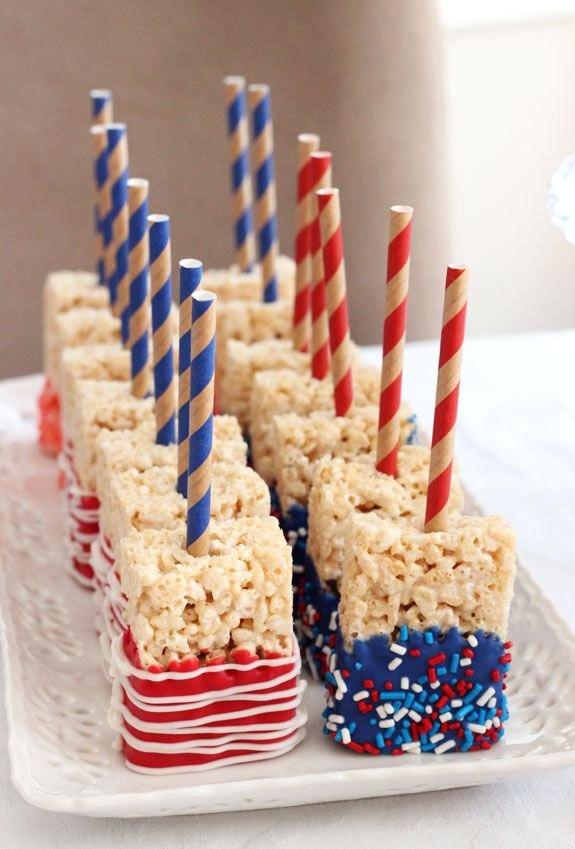 Red, White and Blue Rice Krispie Treats