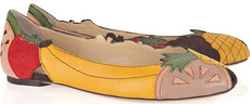 Charlotte Olympia Tutti Frutti Leather & Suede Flats