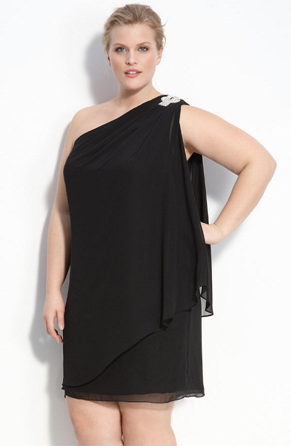 One Shoulder Dress for plus Size Women...