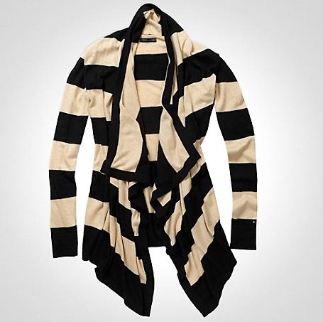 Tommy Hilfiger Rugby Striped Drape Front Cardigan...