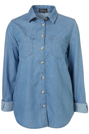 Denim - Topshop Moto Fitted Denim Shirt