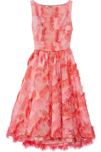 Lela Rose Fringed Jacquard Dress