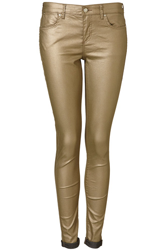 Moto Metallic Gold Jeans