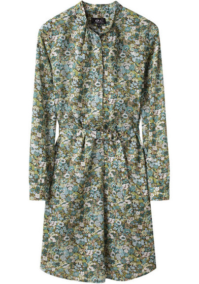 A.P.C. Belted Floral Shirtdress