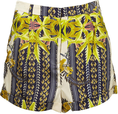 Topshop High Waist Scarf Print Shorts