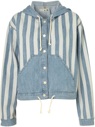 Topshop Moto Stripe Hooded Jacket