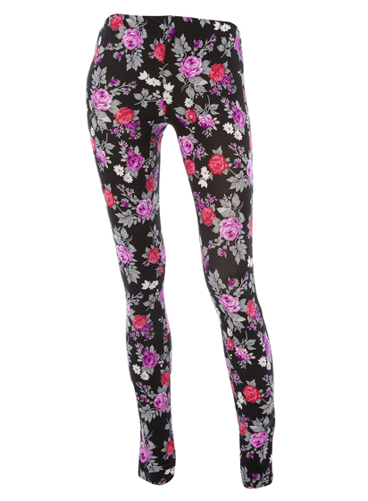 Dorothy Perkins Purple Rose Print Leggings