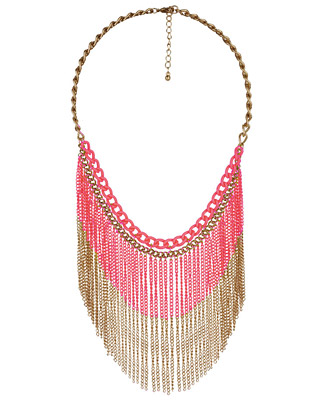 Forever21 Color Blocked Fringe Necklace