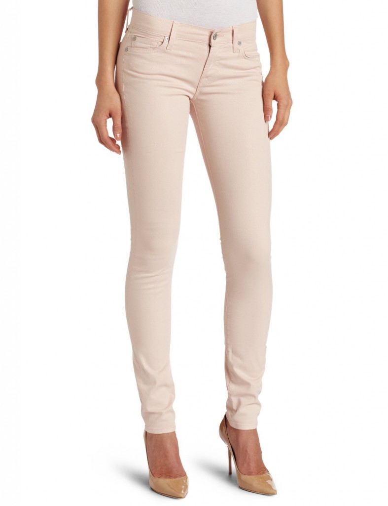 Seven for All Mankind the Skinny Second Skin Legging in Blush Lustre Shimmer Denim