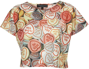 Topshop Petite Love Heart Crop Tee