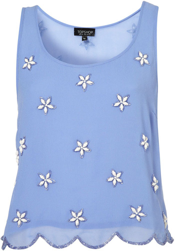 Topshop Embellished Scallop Crop Top