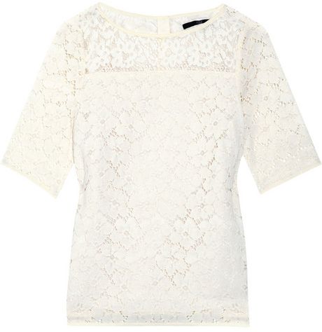 Tibi Cotton Blend Lace Top