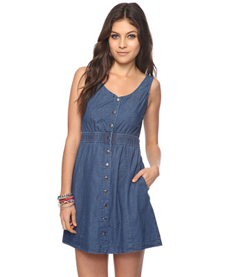 Snap Button Denim Dress