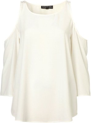 White Cut out Shoulder Top