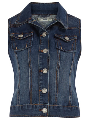 Blue Dark Wash Denim Vest