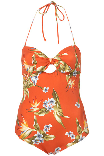 Red Palm Print One Piece