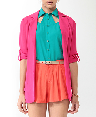 Belted Open Front Blazer