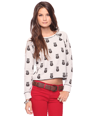 Owls Crop Pullover