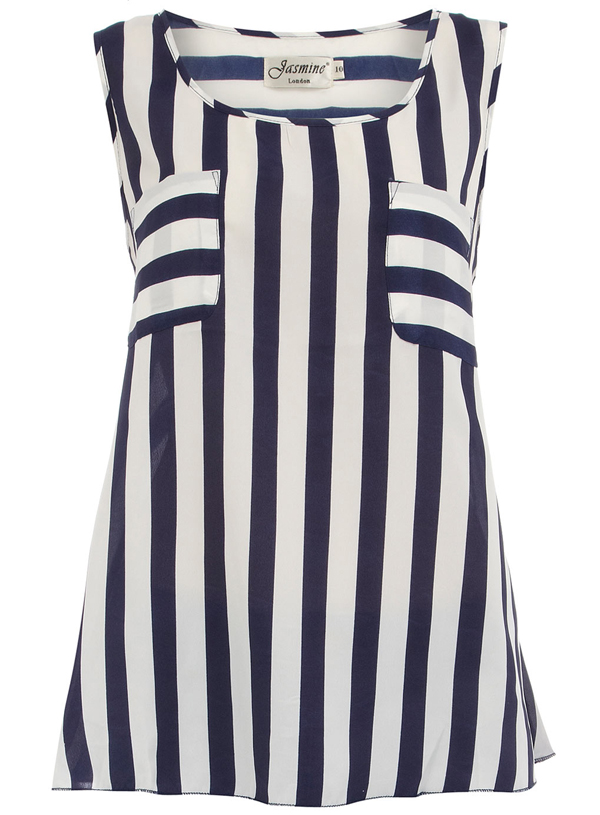 Blue Sleeveless Striped Top