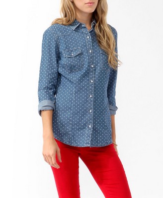 Polka Dot Chambray Shirt