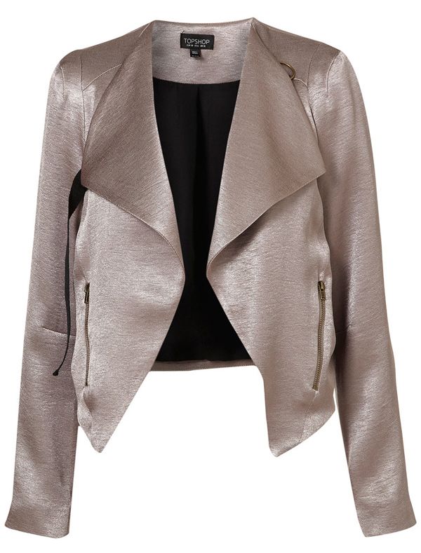 Metallic Drape Biker Jacket