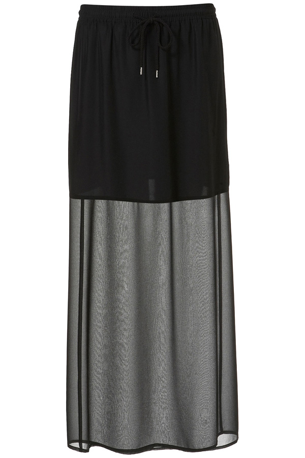 Sheer Hem Maxi Skirt