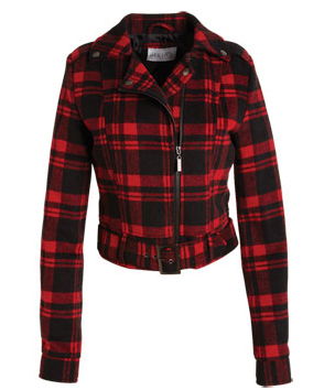 Delia's Moto Plaid Wool Coat