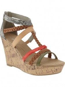 Mixed-Strap Color-Block Wedge