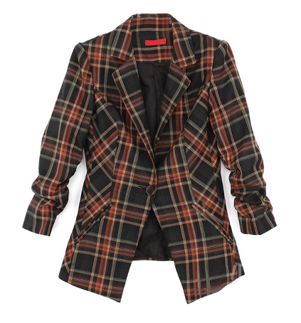 Romwe Plaid Check Blazer