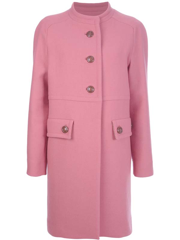 Pink Collarless Coat