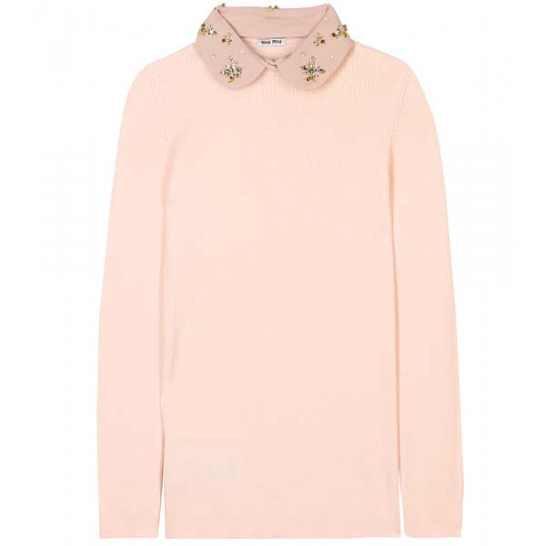 Embellished Collar Long Sleeve Top