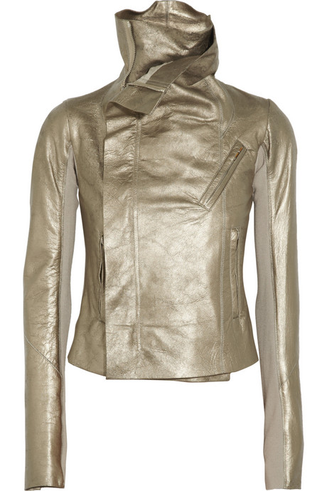 Rick Owens Classic Metallic Leather Biker Jacket