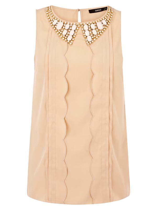 Embellished Collar Sleeveless Top