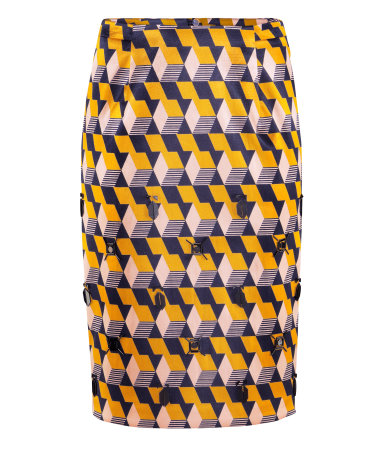 Geometric Pattern Pencil Skirt