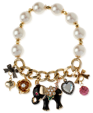 Betsey Johnson Antique Gold-Tone Charm Bracelet