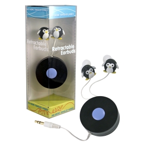 Retractable Penguin Earbuds