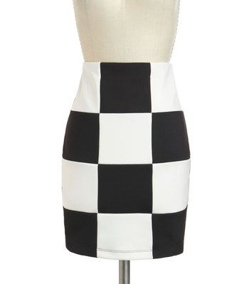 Fitted Checkered Skirt