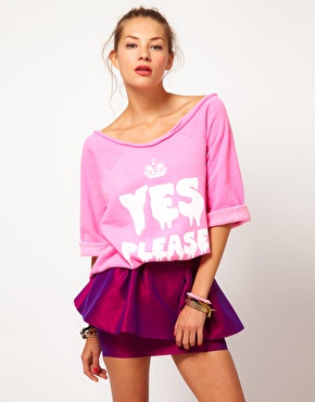 Wildfox Yes Please Flashdance Sweat Top