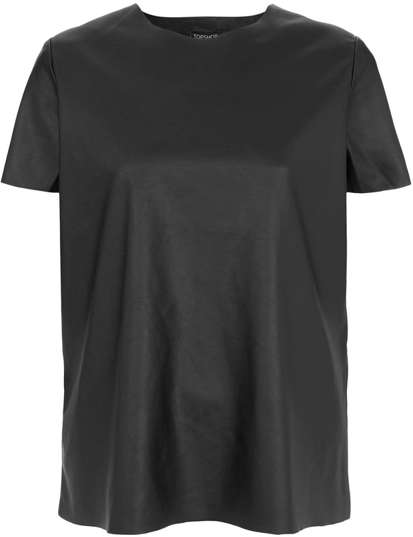 Black Faux Leather T-Shirt