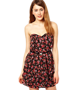 Jarlo Floral Bandeau Dress with Belt