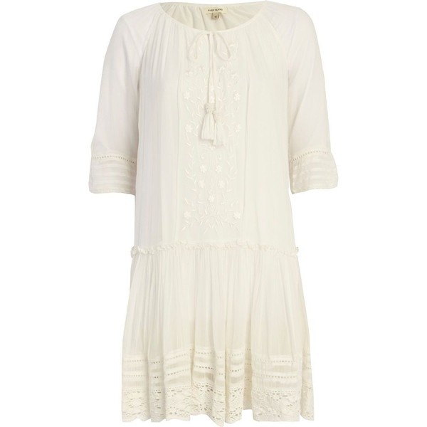 Cream Drop Waist Dress